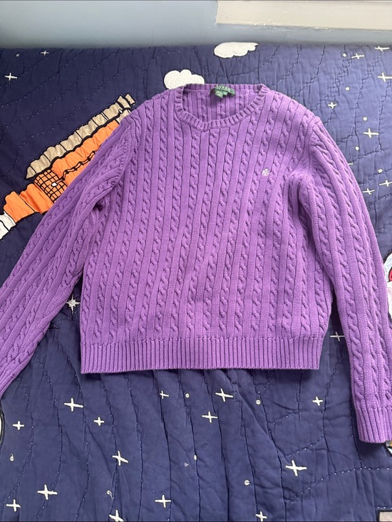 Ralph Lauren Tops - Ralph Lauren Purple Cable-Knit Crewneck Sweater